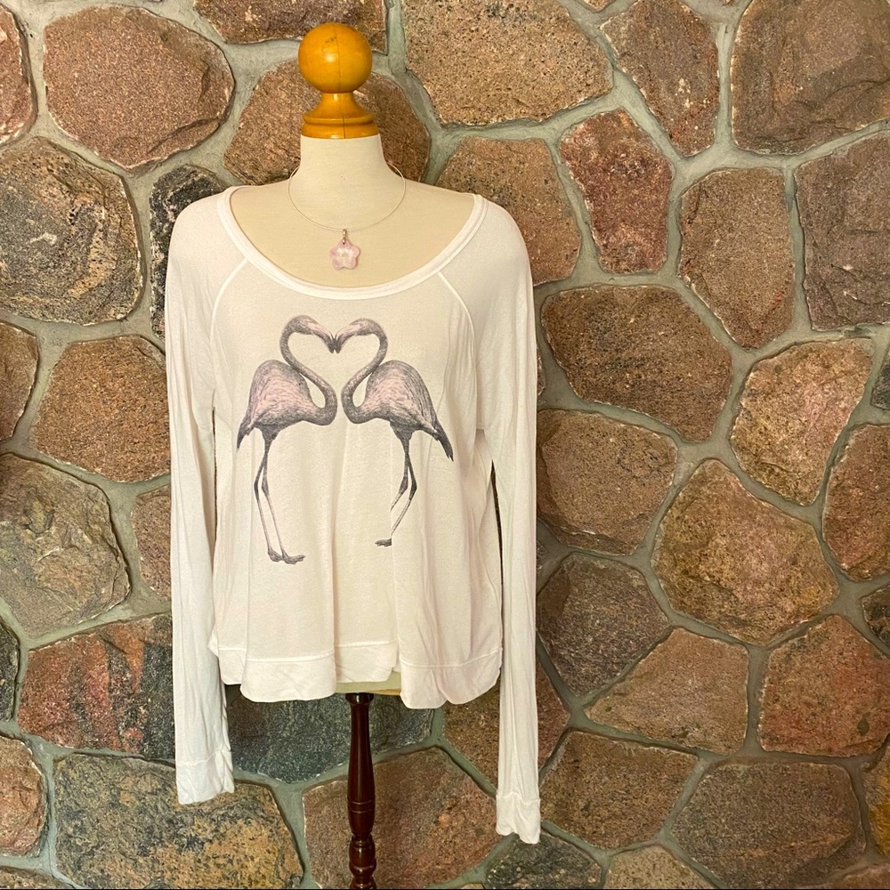Sundry flamingo design long sleeved plus size top